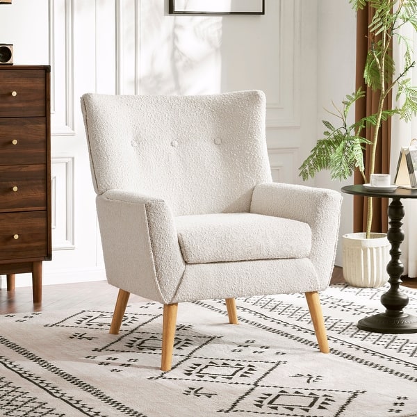 slide 2 of 11, Almond Boucle Tufted Back Accent Chair by Christopher Knight Home Almond