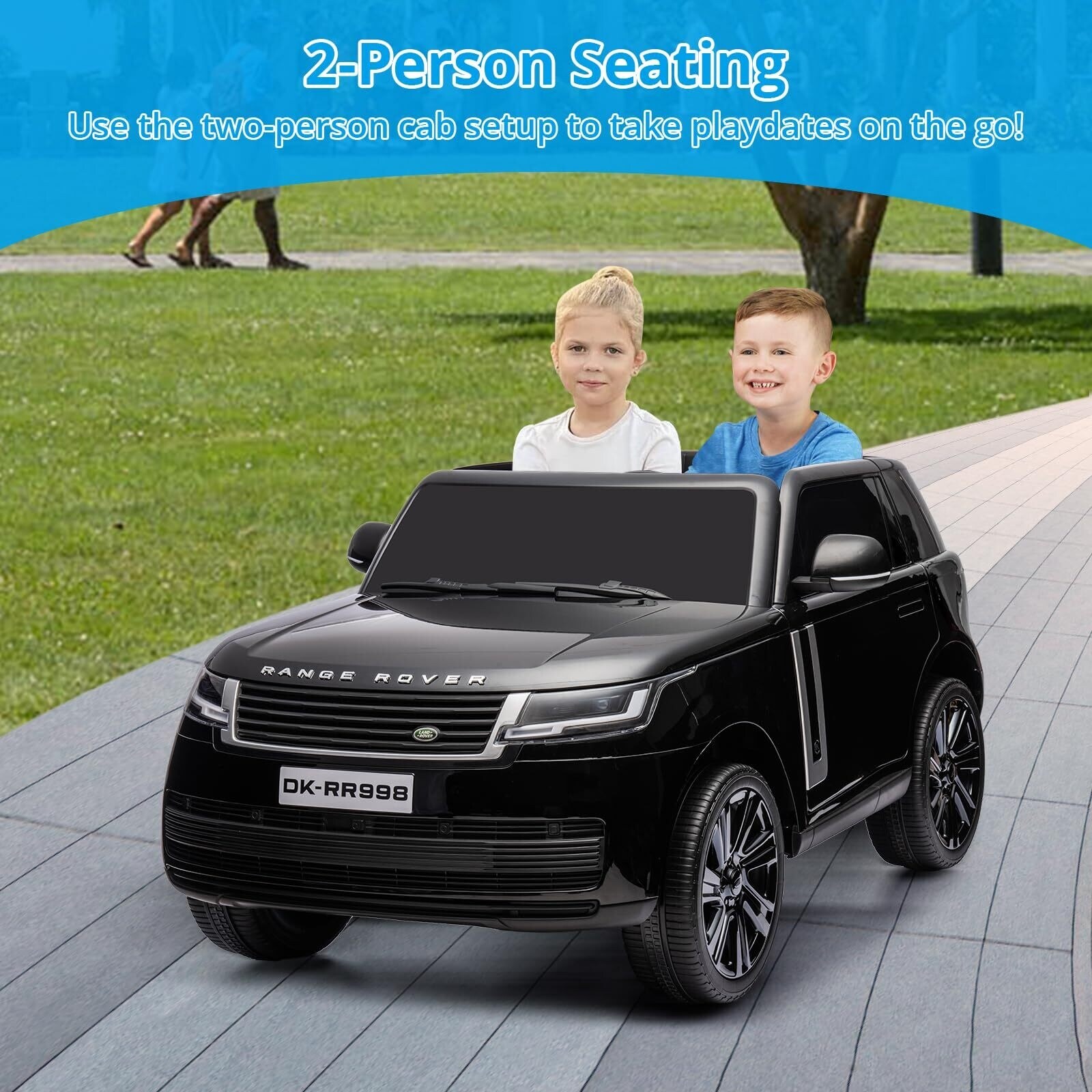 Two person new arrivals ride on car