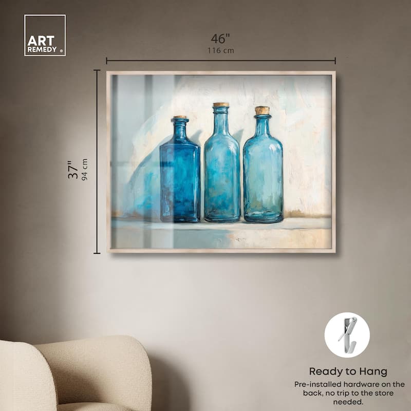 Three Blue Bottles Shadowbox by Art Remedy
