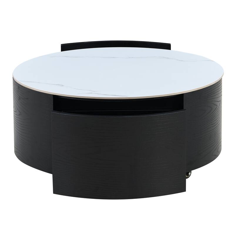Modern Round Movable Coffee Table with Casters