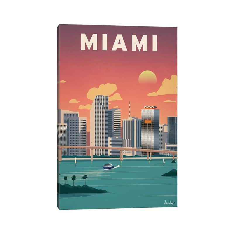 iCanvas "Miami Downtown" by IdeaStorm Studios Canvas Print