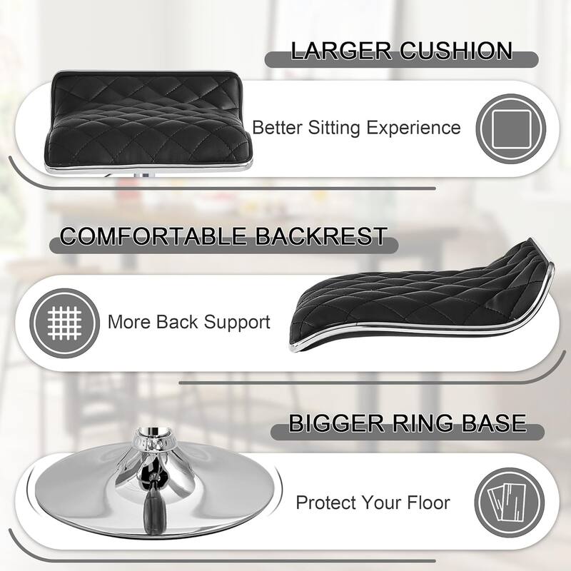VECELO Barstools Adjustable Height Faux Leather Backless Modern Swivel Bar Stools, Bar Stools Set of 4