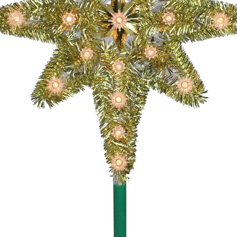 21" Gold Lighted Star of Bethlehem Christmas Tree Topper Clear Lights