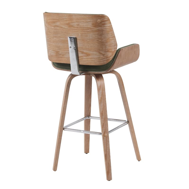 Tyler Mid-Century Swivel Bar Stool, Upholstered Counter Height Chair with Bentwood Legs