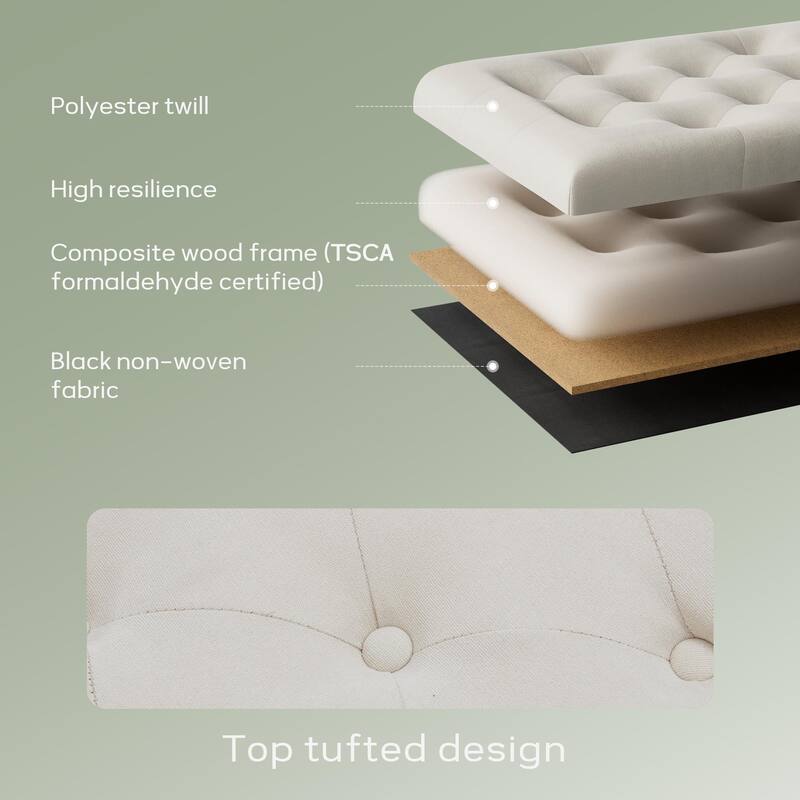 Button-Tufted Storage Bench for Bedroom 50.3"W x 17.5"D x 18"H Bottom rivets design