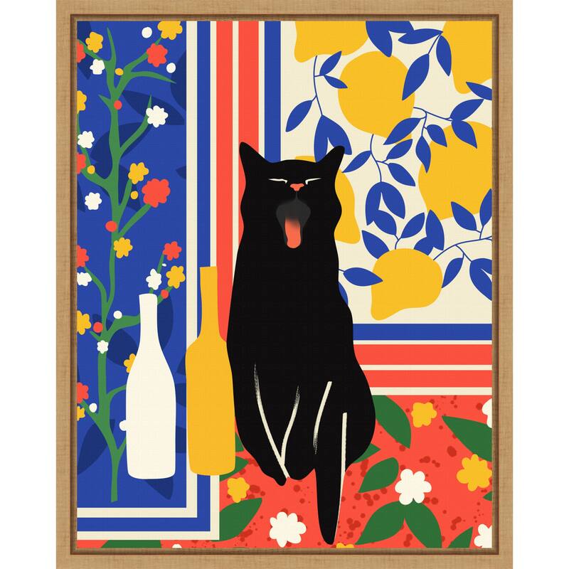 Paws and Patterns Cat by Kintsugi99 Framed Canvas Wall Art