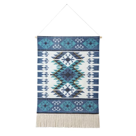 Bordered Boho Wall Hanging with Macrame Fringe