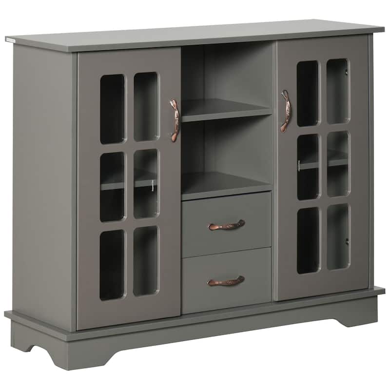 HOMCOM Modern Sideboard Storage Console Cabinet with Glass Door and Drawer for Kitchen, Living & Dining Room
