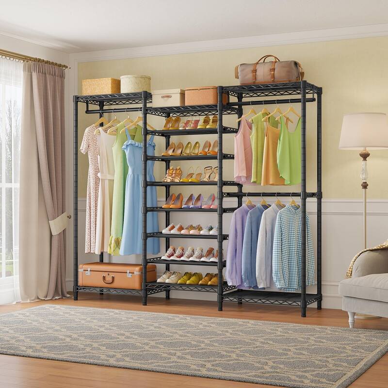 Garment Rack Free Standing Clothes Rack for Bedroom Closet Storage