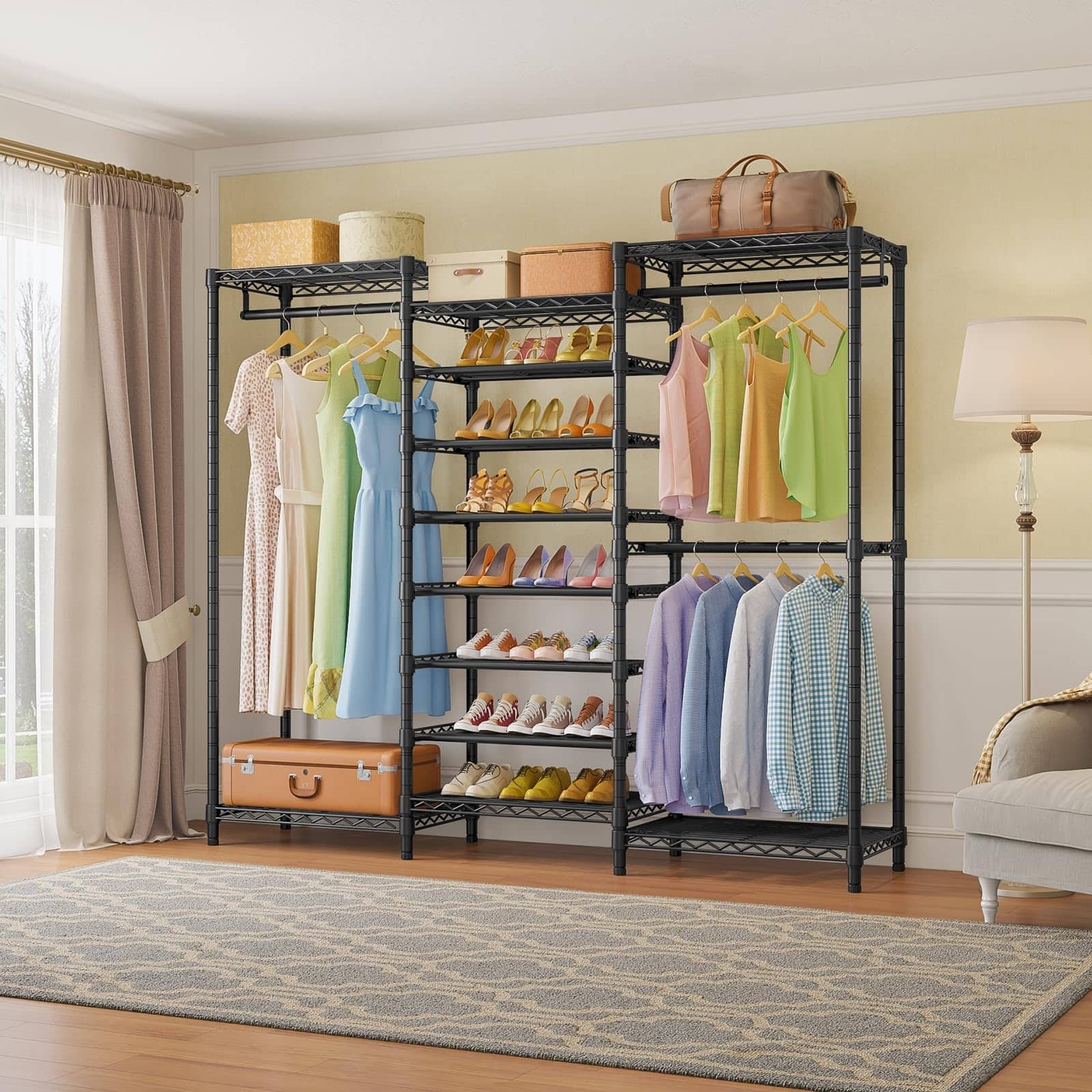 Garment Rack Free Standing Clothes Rack for Bedroom Closet Storage ...