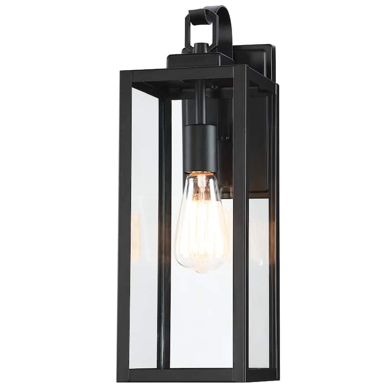 1-Light Outdoor Metal Matte Black Wall Sconce 2 Pack