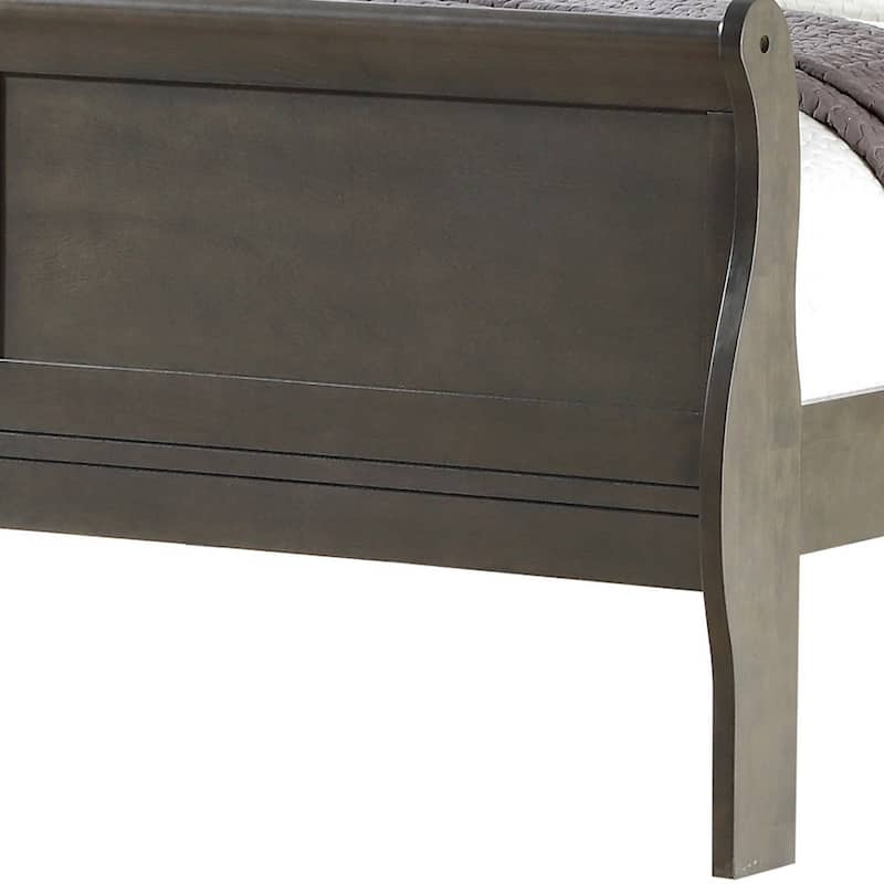 Sleigh Design Eastern King Size Bed with Rectangular Thin Legs, Dark Gray