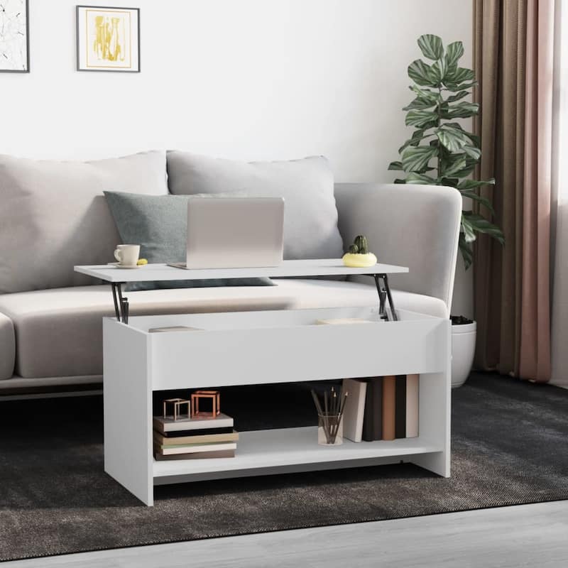 vidaXL Coffee Table Lift Top End Table Accent Side Sofa Table Engineered Wood - 40.2" x 19.7" x 20.7" - White