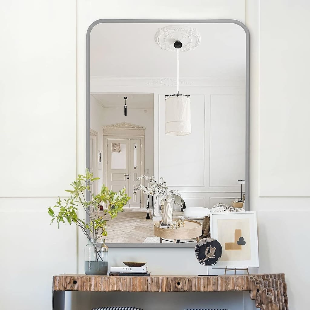 22x30 Inch Silver Metal Framed Rectangular Bathrrom Mirror