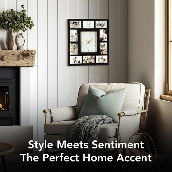 American Art Decor Picture Frame Collage Wall Clock Photo Display