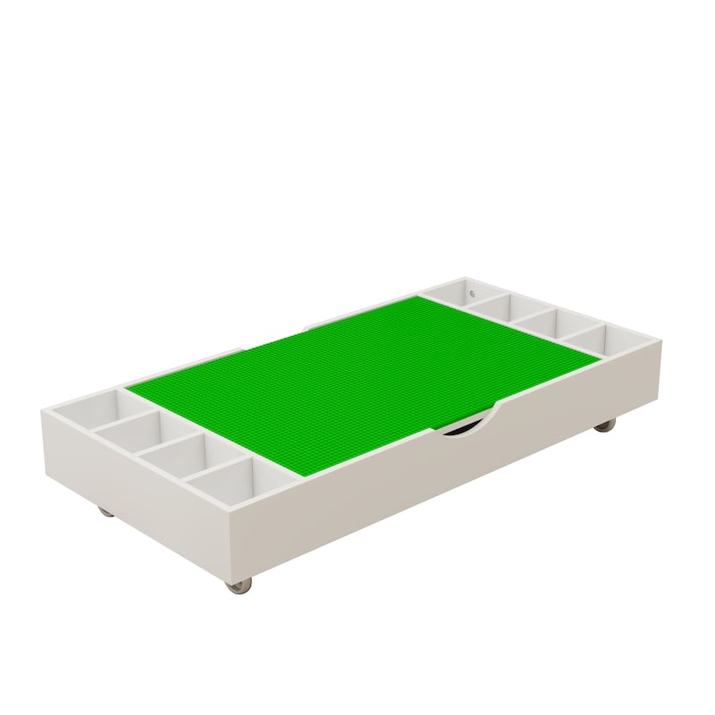 Anmytek Rolling Activity Tray with Removable Green Base Plate Storage Bins Adjustable Dividers White for Kids Playroom