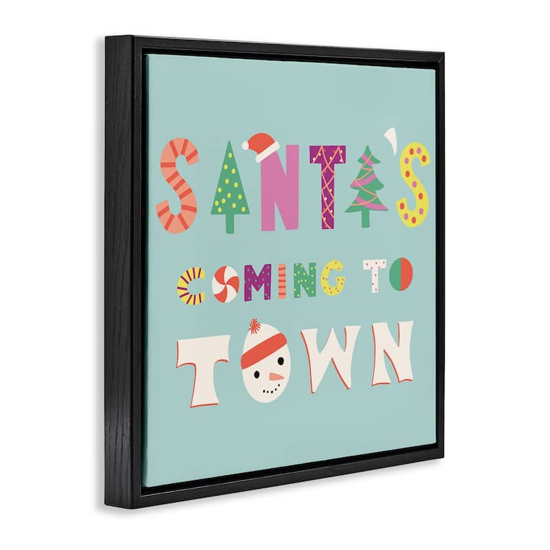Stupell Whimsical Santa's Coming To Town Framed Floater Canvas Wall Art Design By Sazerelli Designs