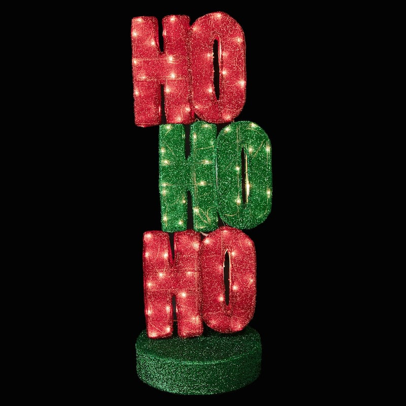 39" Lighted Red and Green 'Ho Ho Ho' Outdoor Christmas Sign Decoration