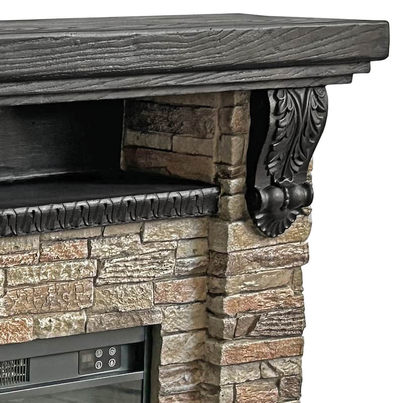 45" Electric Fireplace MGO Mantel with Faux Brick, 23" Firebox Insert and Remote Control Included