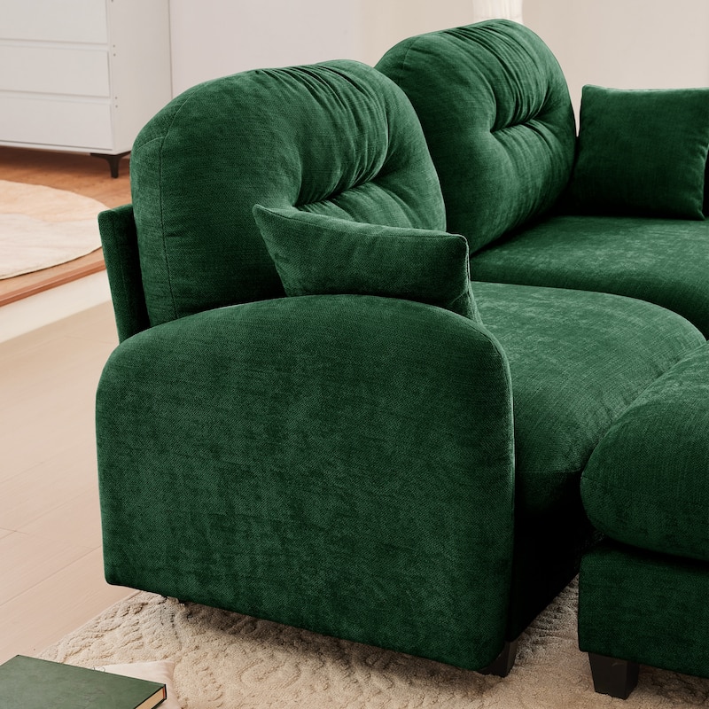 74" Loveseat Sofa, Modern Chenille Deep Seat Sectional Couch for Living Room, Tufted Backrest Love Seat with Pillows