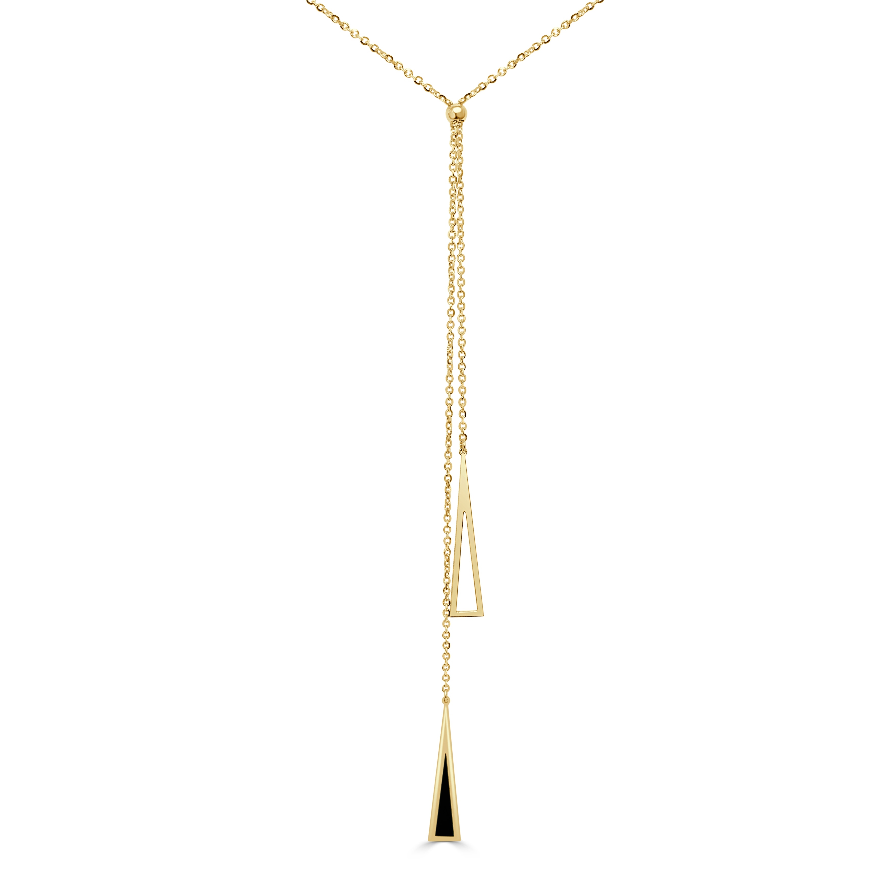 Italian Gold 14K Gold Onyx Lariat Necklace