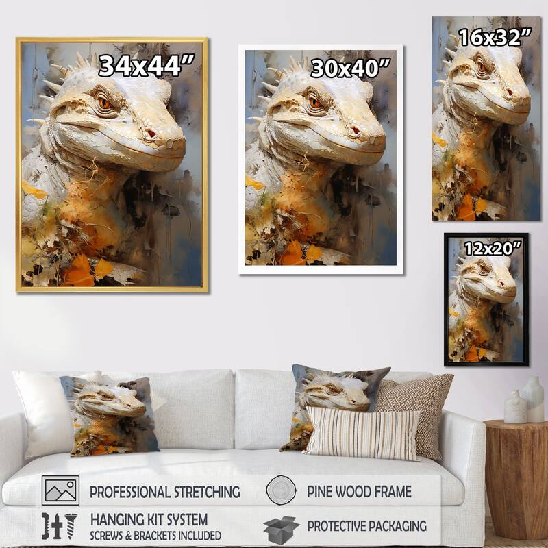 Designart "Curious Reptile Amphibian I" Reptile/Amphibian Framed Canvas Wall Art