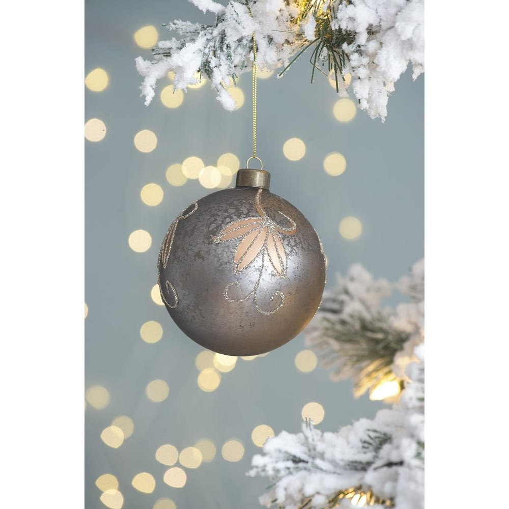D3.9" Christmas Ball Ornaments, Glass Decorative Hanging Ball Christmas Tree Ornaments for Holiday Decorations, Set of 6