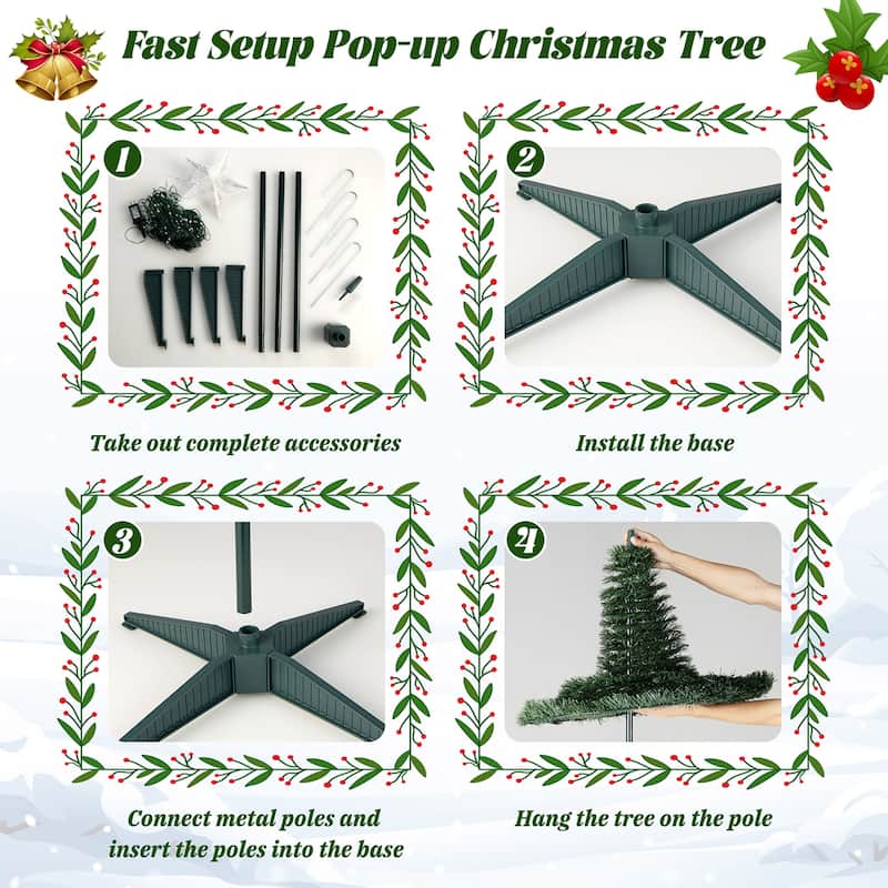 Gymax 6FT Retractable Smart Celebration Christmas Tree Pop-Up Decor w/
