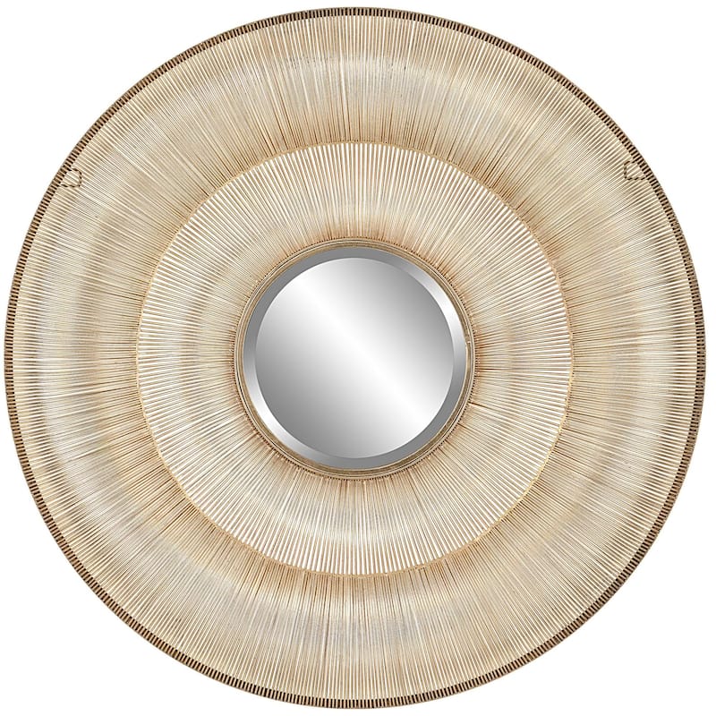 Uttermost 09852 Bauble 14" Diameter Circular Framed Bathroom Mirror - Antique Gold