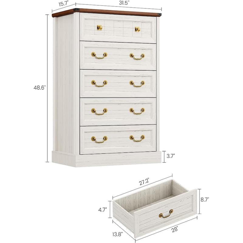 Farmhouse Drawers Dresser for Bedroom Wood Rustic Chest of Drawers