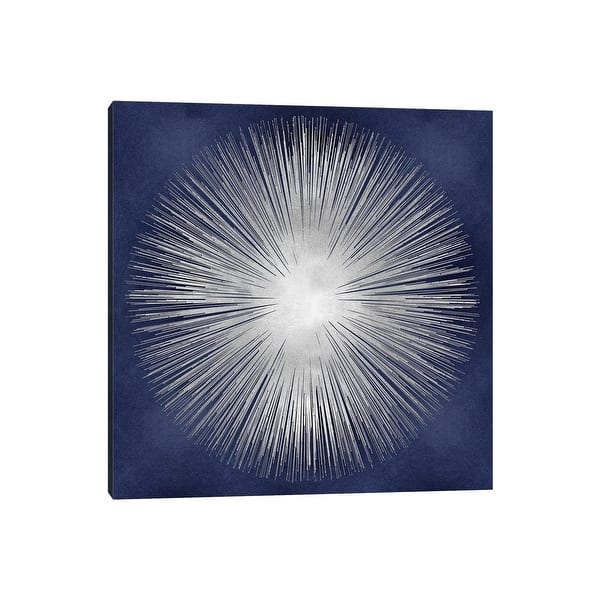 slide 2 of 8, iCanvas 'Silver Sunburst On Blue I' by Abby Young Canvas Print