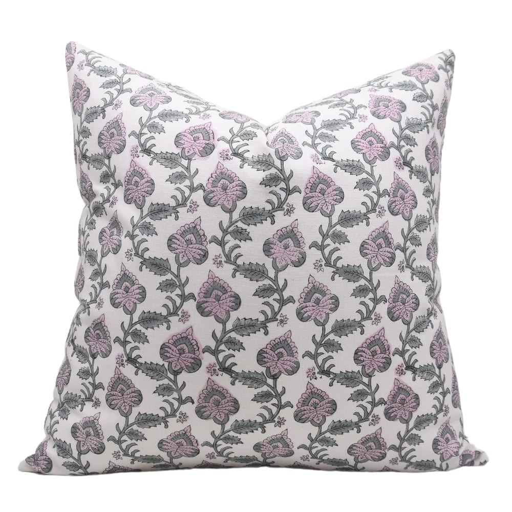 Cotton Floral Block print pillow Cover - Madhubala