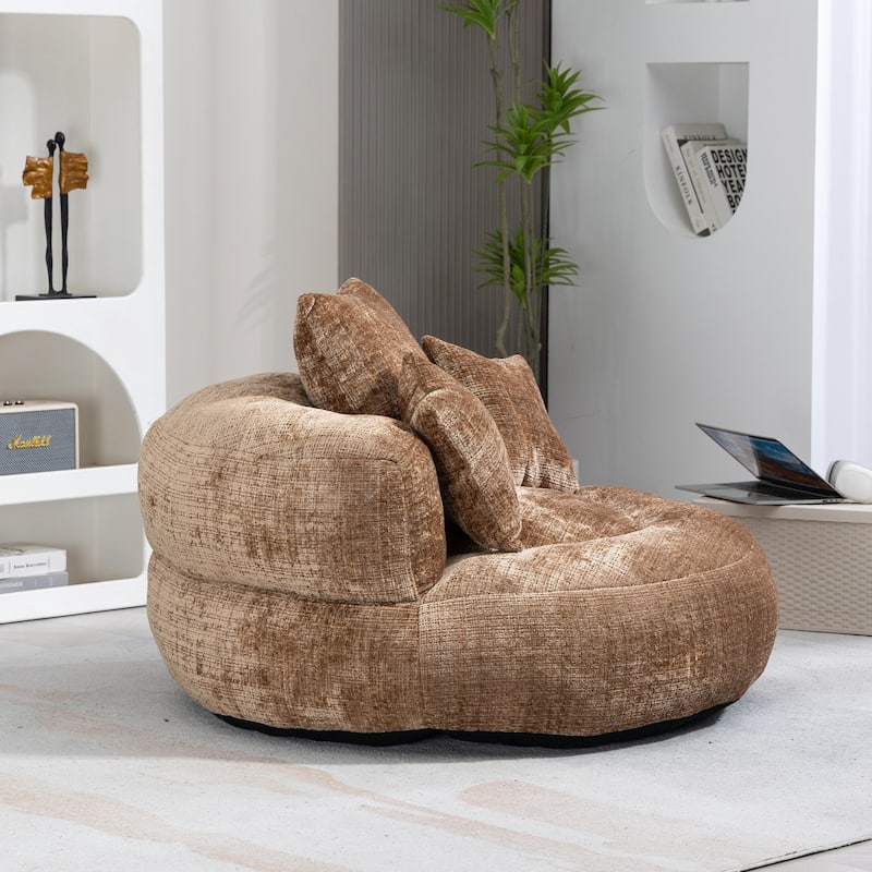 Durable Lazy Sofa Comfort Lounger, High Back Bean Bag Couch with 3 Pillows