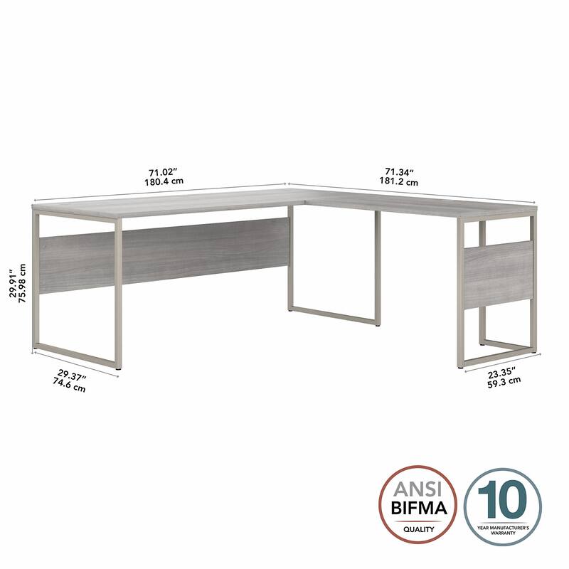Hybrid 72W x 30D L Shaped Table Desk by Bush Business Furniture