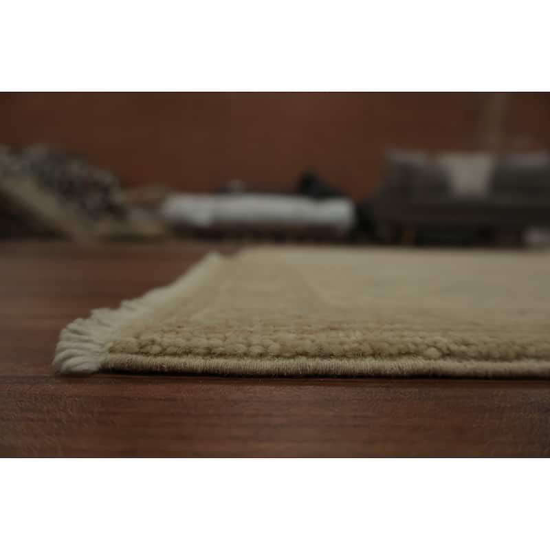 Hand Knotted Oriental 100% Wool Carpet Transitional All-Over Beige & Ivories Oushak Area Rug - 6' 8'' X 4' 11''