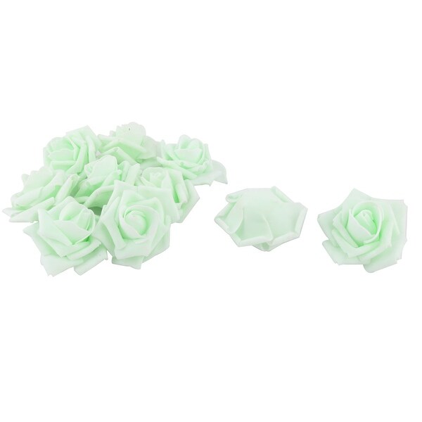 Wedding Party Foam Craft Artificial Rose Flower Heads Buds DIY Decor Light Green 10pcs