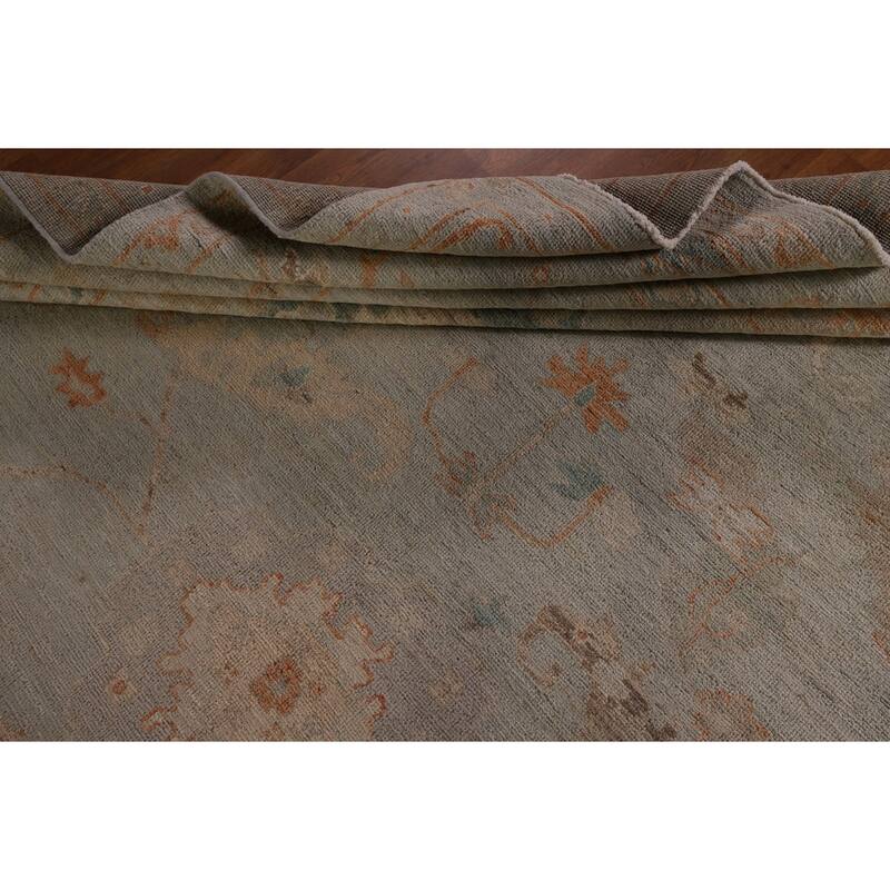 All-Over Vegetable Dye Oushak Turkish Area Rug Handmade Wool Carpet - 9'0" x 11'10"