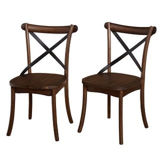 Set of 2 Weathered Walnut X-Back Dining Chairs