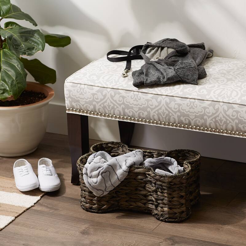 Bone Dry White Wash Hyacinth Bone Pet Basket Large 24x15x9