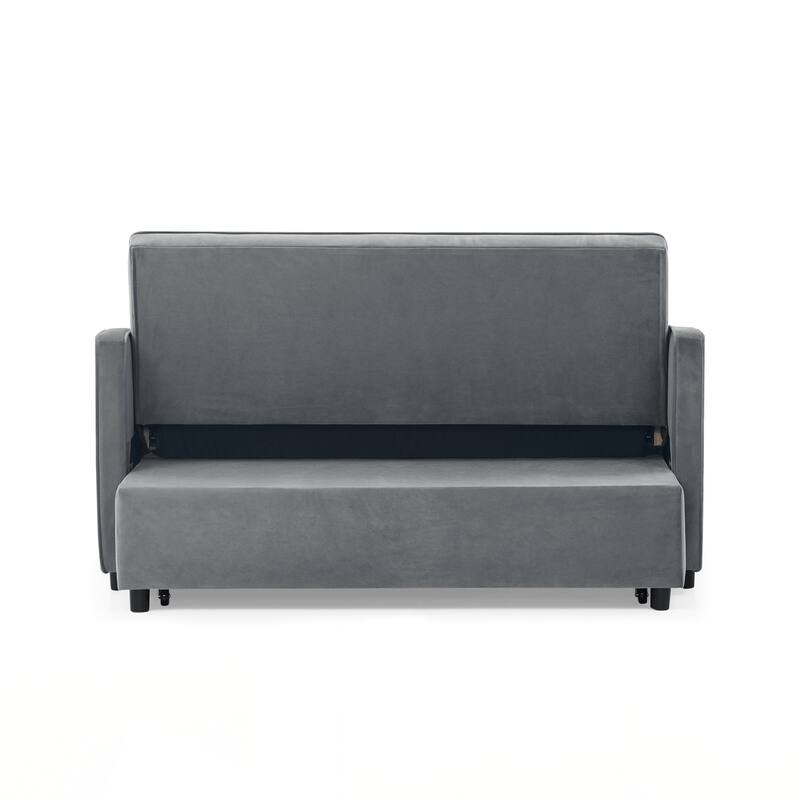 Loveseats Sofa Bed with Pull-out Bed,Adjsutable Back and Two Arm Pocket