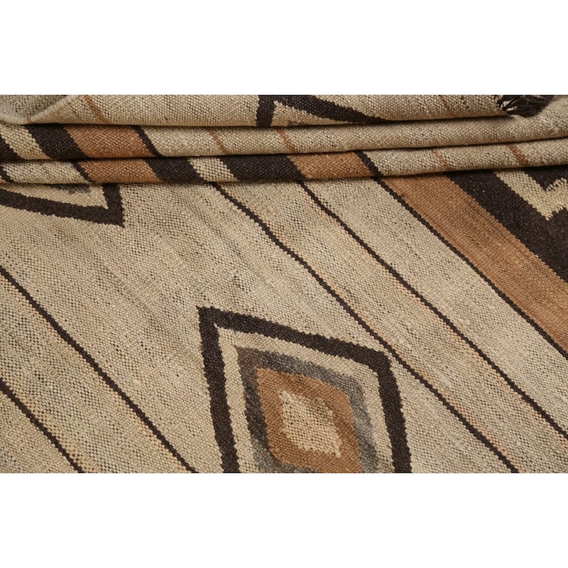 Geometric Tribal Natural Dye Kilim Oriental Area Rug Wool Flat-woven - 5'0" x 6'6"