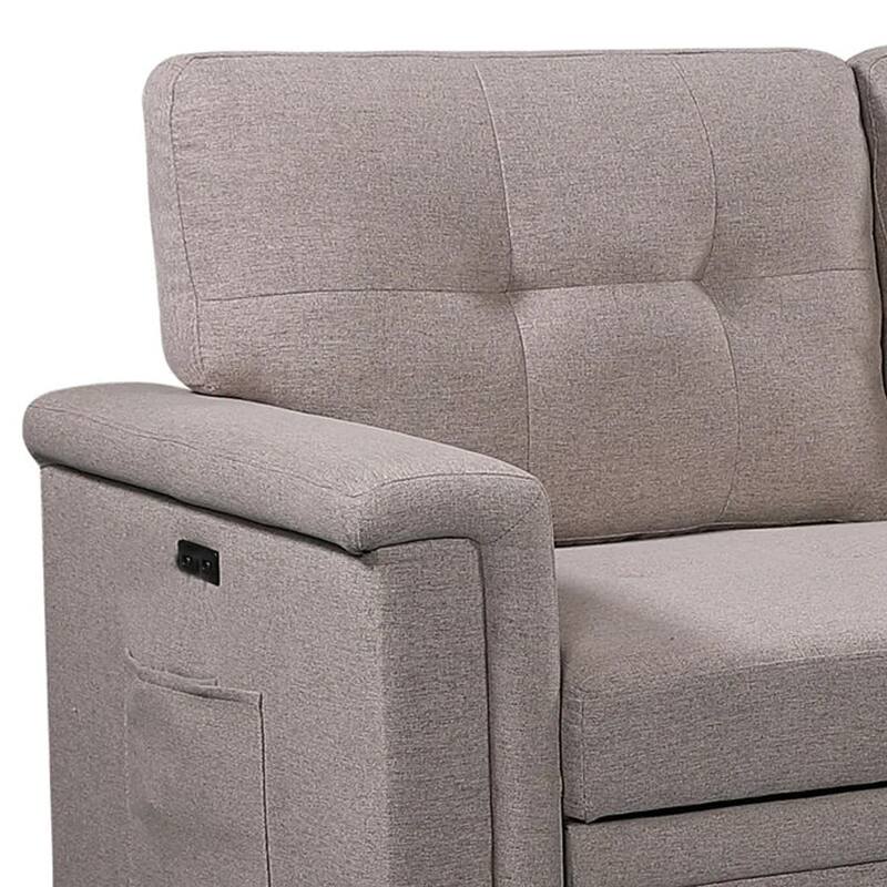 Ruben 84 Inch Reversible Sleeper Sectional Sofa with Storage Chaise, Gray