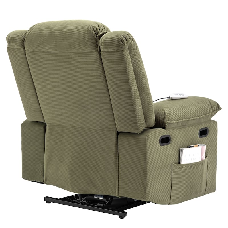 Power Lift Recliner Chair with Massage & Heating Function, Ergonomic Single Lounge Sofa, Recliner Chair with Side Pockets