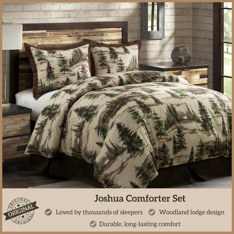 Paseo Road Joshua Pine Tree Print Western Lodge Rustic Cabin Cotton 3 Piece Comforter Set