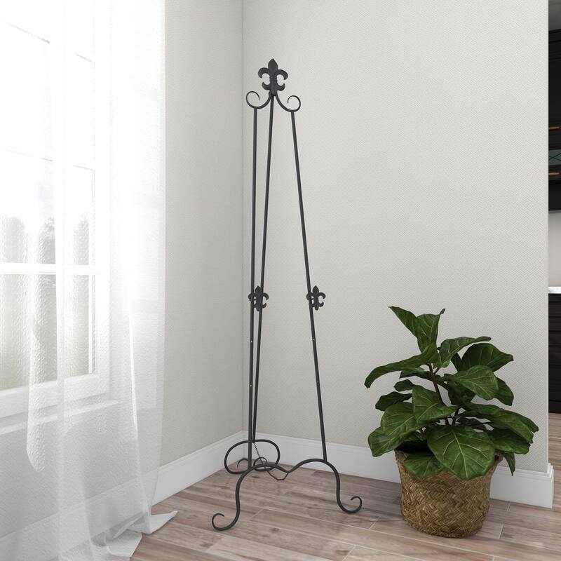 Black Metal Extra Large Adjustable 3 Tier Scroll Display Easel with Chain Support