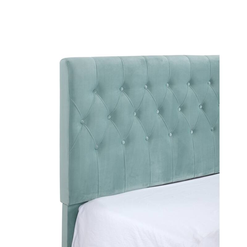 Twin Upholstered Bed in Light Blue Transitional Style