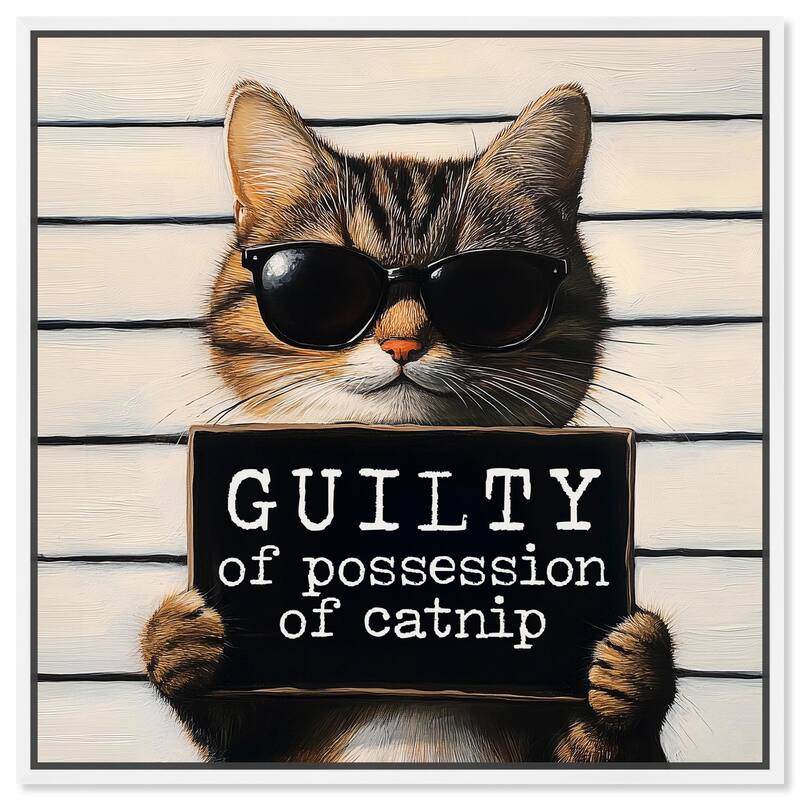 Guilty of Catnip Canvas by Art Remedy - 20" x 20" - White