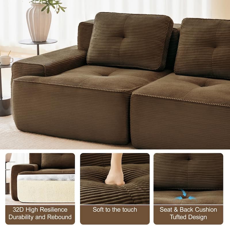 152.8" Modern U-Shaped Modular Anti-slip Design Sectional Sofa with 2 Ottomans