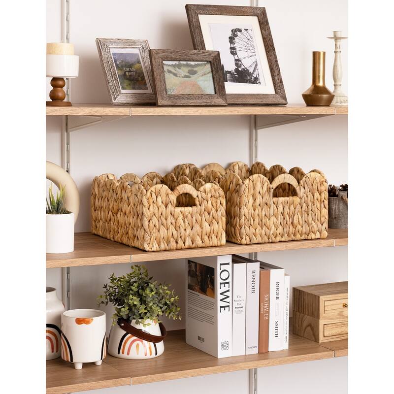 StorageWorks 2-pack Scalloped Edge Wicker Storage Baskets with Built-in Handles