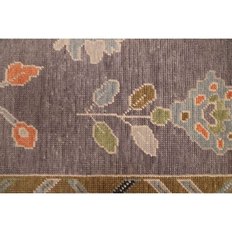 ECARPETGALLERY Hand-knotted Modern Oushak Dark Grey Wool Rug - 7'11 x 9'9